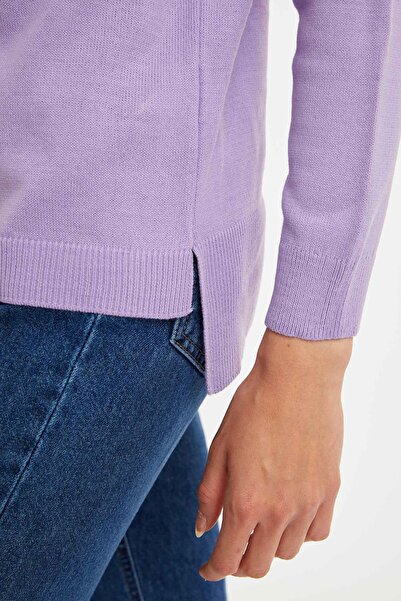 DeFacto Kadın Purple Oversize Asimetrik Kesim Triko Kazak S7514AZ20WN