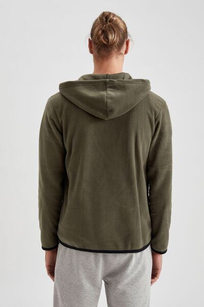 DeFacto Fit Slim Fit Kapüşonlu Fermuarlı Spor Polar Sweatshirt