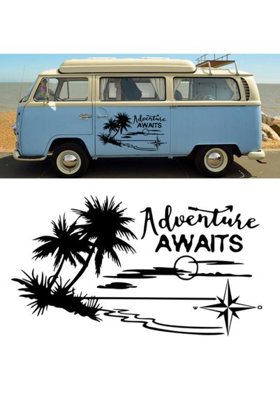 Melek Pazarı 60 X 34 Black Adventure Awaits Off Road Auto Sticker