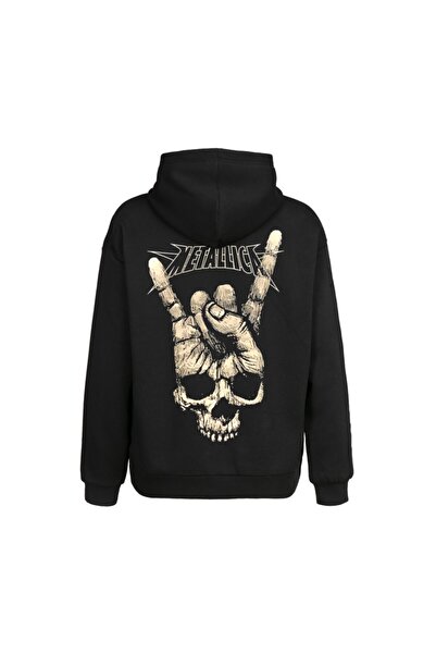 Orijin Tekstil Ανδρικό φούτερ με κουκούλα σε μαύρο Metallica εμπρός και πίσω