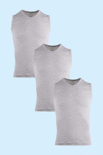 Ceylanoğlu 048 Ribana 3-Piece Men's V-Neck Zero Sleeve Athlete Set