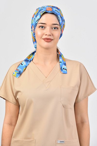 Owlet Medikal Monster Patterned Surgical Hijab Bonnet