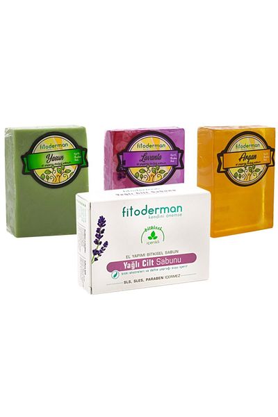 Fitoderman Natural Oily Skin & Hair & Body Care Soap Set11 150 gr X 4