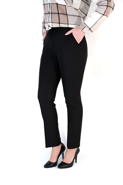 IMREGYM Women's Black Ankle Length Narrow Leg Fabric Trousers