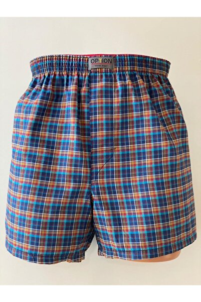 Option Erkek Mavi 9lu Paket Poplin Boxer Şort