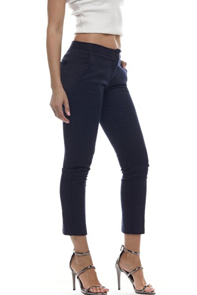 EVS WOMAN Kadın Lacivert Jakarlı Klasik Bilek Boy Pantolon