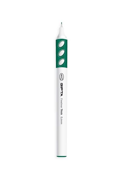 Gıpta Fineliner Thin Felt Tip Pen Thick 0.4mm Round Body Dark Green (Pack of 12)690007