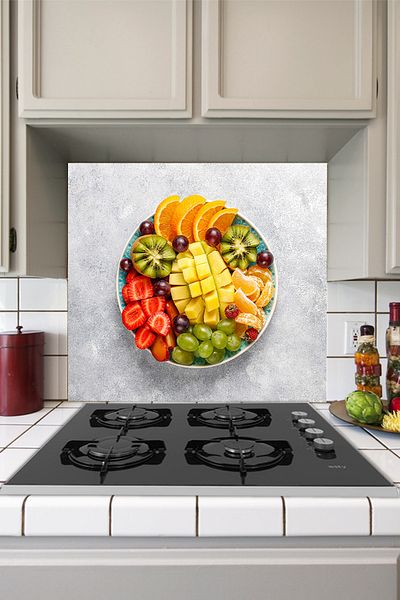 Tilki Dünyası Fruit Plate Sticker Behind the Kitchen Stove