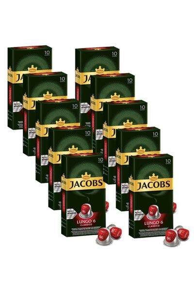 Jacobs Lungo 6 Classico Kapsül Kahve 10 X 10 Paket 100 Adet Nespresso Uyumlu