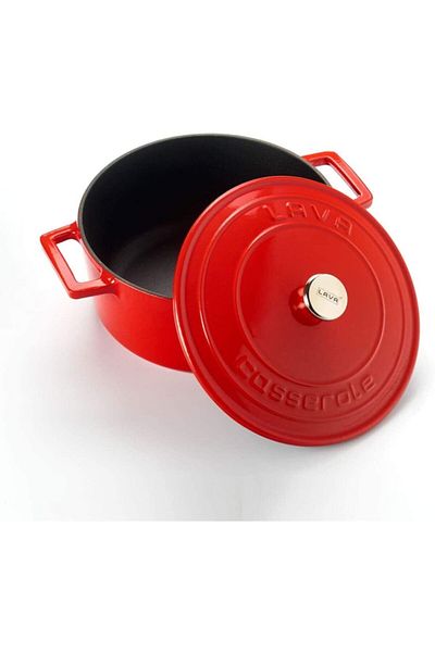 Lava Metal Casting Round Pot And Bread Container, 22 Cm