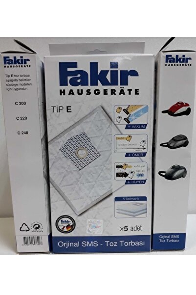 Fakir نوع C 220-C 240 - 5 أكياس غبار أصلية للمكنسة الكهربائية