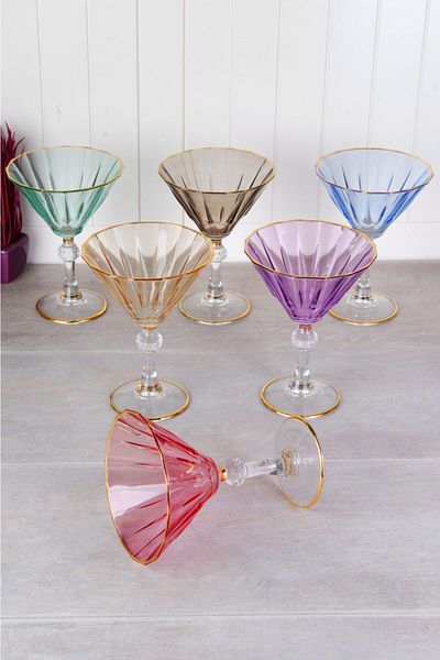 WuuQ Set of 6 Ice Cream Bowls, Magnolia Cups, Dessert Cups or Cocktail Glasses - 6 Colors