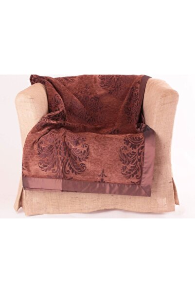 YASTIKMİNDER Koton Şönil Dokuma Kahve Damask Desen 160x160 Koltuk Kanepe Şalı