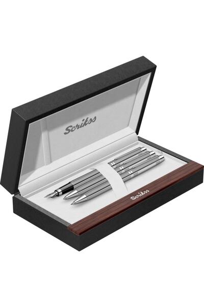 Scrikss Kişiye Özel Isimli 3 Lü Kalem Seti Balıksırtı Ömür Boyu Garantili Hed...