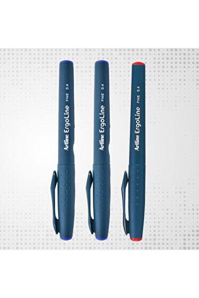 artline Mavi   Kırmızı 3'lü Ergoline 0.4 Mm 2 Adet + 1 Adet  Kalem