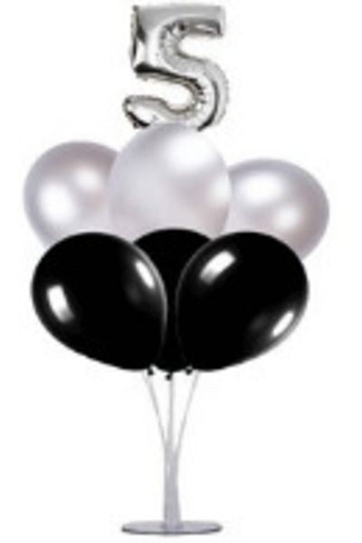 Ekin Süs Silver 5 Number Balloon Stand