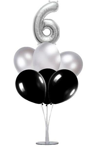 Ekin Süs حامل بالون فضي مكون من 6 أرقام