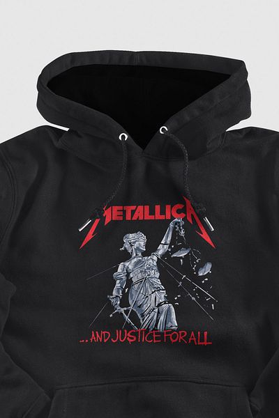 Grove Fashion Hanorac oversize unisex cu două fire cu imprimeu Metallica negru