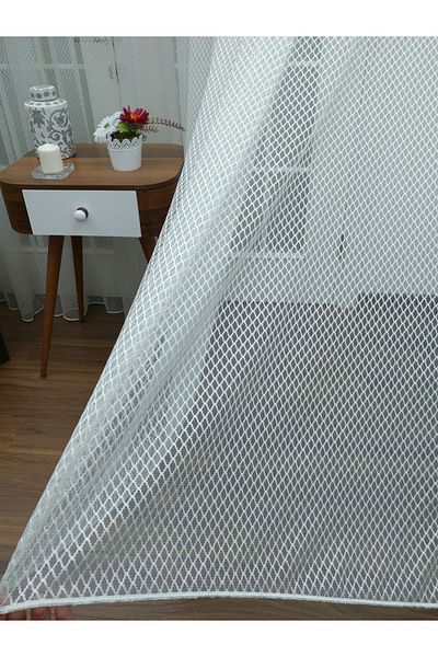 Esse Home Geometric Pattern Tulle Curtain, 500x260, Sparse Pleat, 1/2