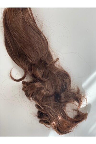 QUEEN AKSESUAR Kahverengi Katlı Uzun Saç Postiş