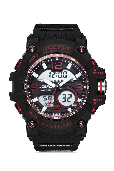 Joefox Men's Black Digital Analog Silicone Cord Wrist Watch1017