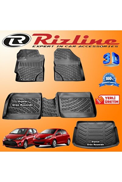 Rizline Toyota Yaris 3d Paspas + 3d Bagaj Havuzu Hb 2013-2020 Arası Siyah Set