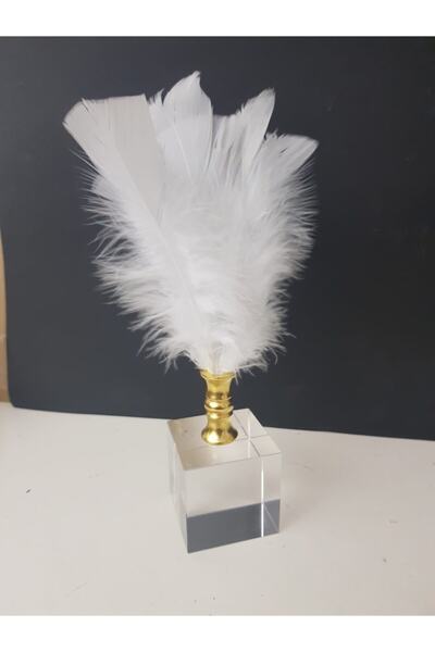 Arose Ab Ev Dekorasyon Altın Ağız Beyaz Tüy Ev Ofis Dekoru