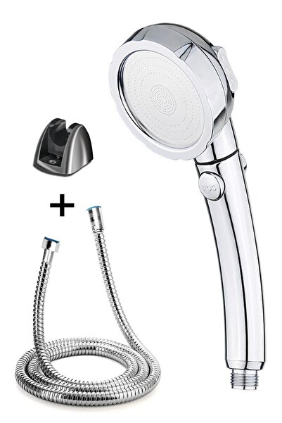 KUSTAR Su Tasarruflu 3 Fonksiyonlu Aç/kapa Butonlu Hortum Mafsal Duş Başlığı Set