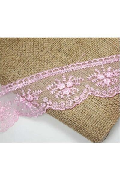 HİSARAKSESUAR Pembe Dantel Güpür Tül 5cm 9mt