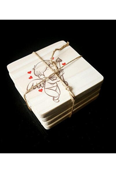 Limbo Home قاعدة أكواب خشبية مكونة من 4 قطع