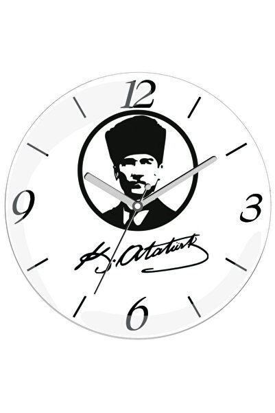 3M Ρολόι τοίχου από γυαλί Ataturk Signature Silent Acoustic Bombeli
