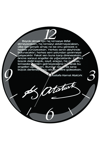 3M Atatürk Sessiz Bombeli Gerçek Cam Duvar Saati