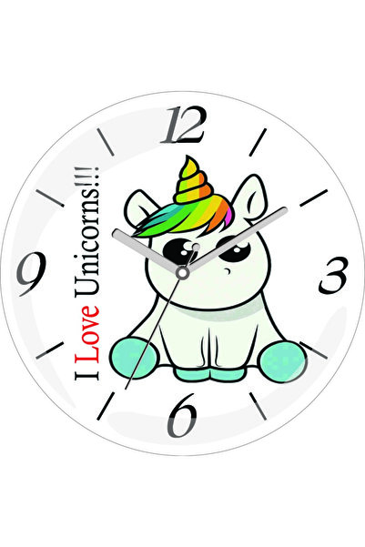 3M Volim jednorog tihi sat sa zakrivljenim ivicama, zidni sat od pravog stakla