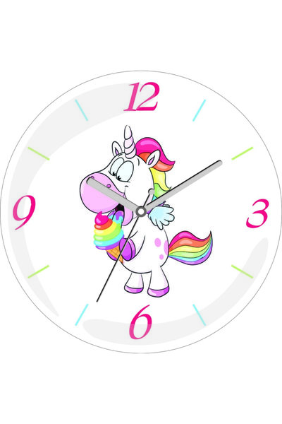 3M Ceas de perete din sticlă reală Unicorn Baby Silent Acar Bombeli