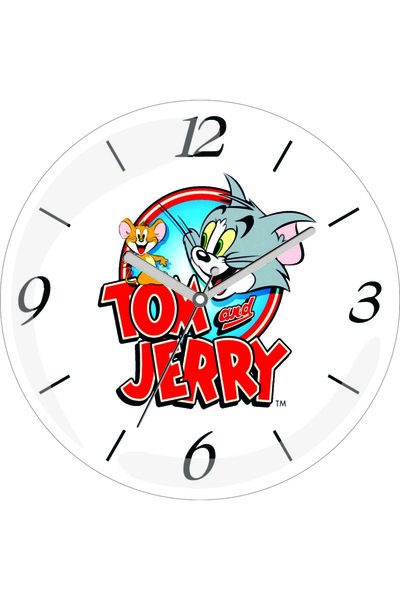 3M Ceas de perete din sticlă adevărată, cu desene animate Tom și Jerry