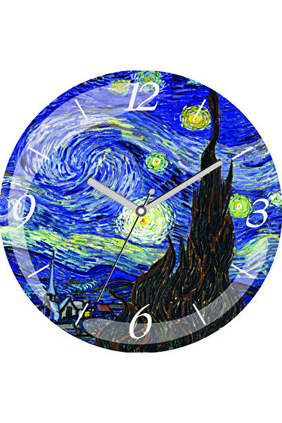 3M ساعة حائط من الزجاج الحقيقي من Van Gogh Starry Night Silent