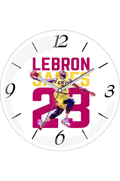 Şart Hediye ساعة حائط زجاجية حقيقية منحنية مقاس 30 سم من ليبرون جيمس رقم 23