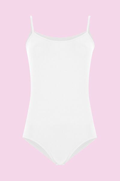 Ceylanoğlu Жіночий білий трикотажний боді з лікрами та застібками на бретельках