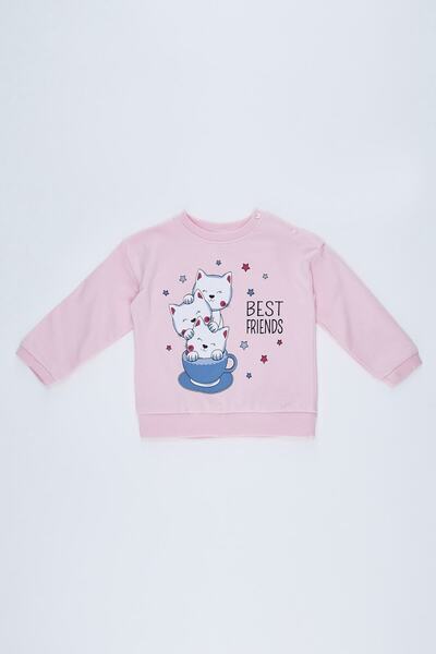 DeFacto Baby Girl Regular Fit Printed Crew Neck Sweatshirt