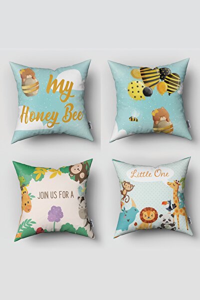 instababyrooms سلسلة وسائد لطيفة لغرفة الأطفال مزدوجة الجوانب مكونة من 4 قطع ...