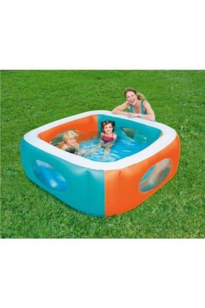 BESTWAY Renkli Şeffaf Pencereli Kare Havuz 168x168x56 Cm