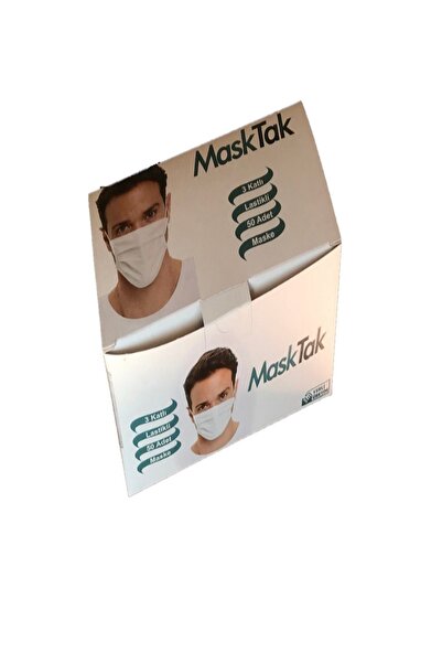 masktak 3 Katlı Telli Cerrahi Maske 1 Kutu 50 Adet Kutu Burun Lastikli Kokusuz