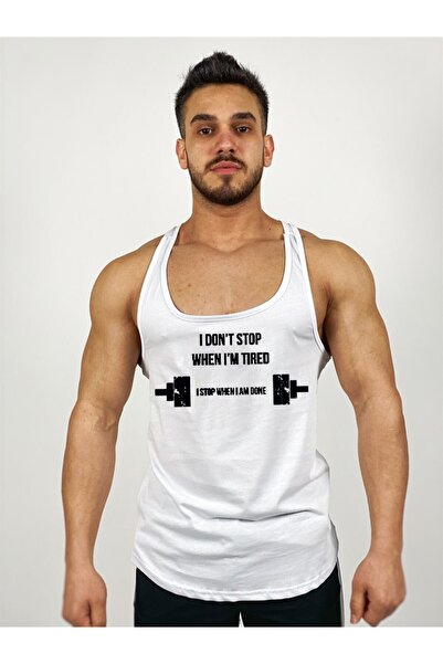 Black İstanbul Чорний - Чоловічий білий барельєфний принт на спортивній майці