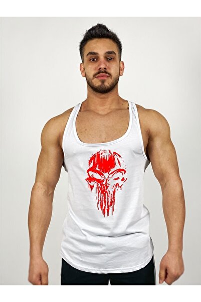 Black İstanbul Чорний - Чоловічий Білий - Червоний З принтом Punisher Спортивний одяг