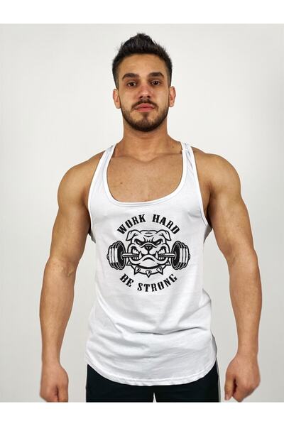 Black İstanbul Чорний - Чоловічий білий Work Hard з принтом, спортивний одяг