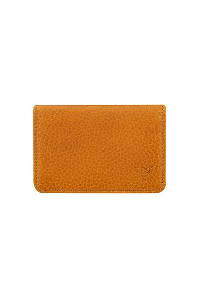 Garbalia Mustard Yellow Magnet Πορτοφόλι θήκης για κάρτα από γνήσιο δέρμα μαγνητικό