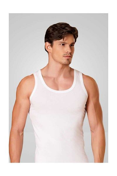 Momslab Men's White Rib Cotton Undershirt Set of 6