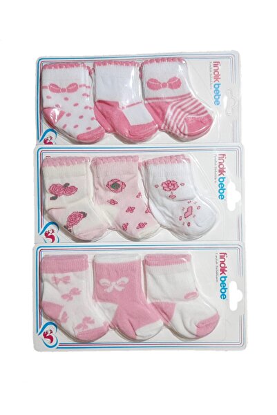 fındık bebe Kız Bebek Pembe Çorap 9 Çift