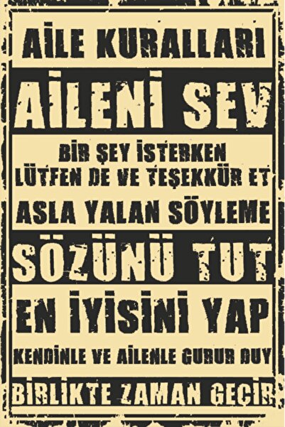 Hayal Poster Aile Kuralları Retro Ahşap Poster