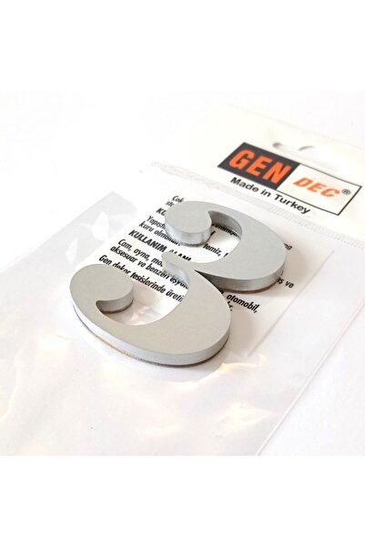 7 cm No=3 Adhesive Metallic Grey Door Number